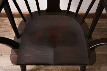 中古　松本民芸家具　特注品　栗材　優美なシルエットが魅力のWB型アームチェア(椅子)(R-046959)