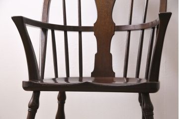 中古　松本民芸家具　特注品　栗材　優美なシルエットが魅力のWB型アームチェア(椅子)(R-046959)