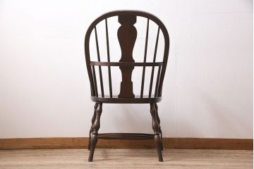 中古　松本民芸家具　特注品　栗材　優美なシルエットが魅力のWB型アームチェア(椅子)(R-046959)