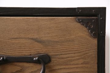 アンティーク家具　明治大正期　ストリップド(剥離)　前面ケヤキ材　ペイント　シンプルモダンな佇まいが魅力の衣装箪笥(タンス、引き出し、チェスト)(R-046960)