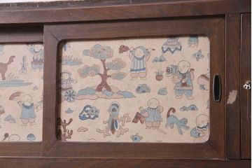 レトロ家具　戸棚付き　昭和レトロな雰囲気たっぷりのタンス(引き出し)(R-046965)