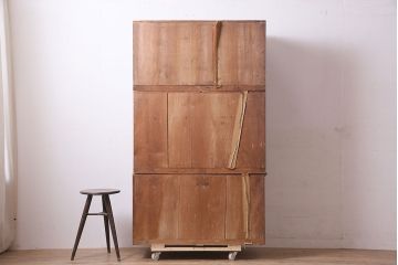 和製アンティーク　前面ケヤキ材　和レトロな雰囲気が魅力の重ねタンス(和タンス、衣装タンス、引き出し)(R-046967)