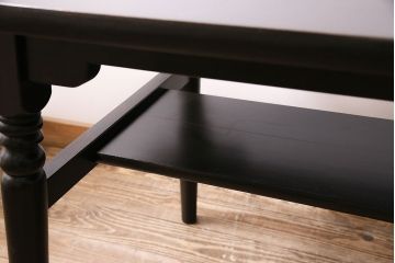 和製ビンテージ　松本民芸家具　深い色合いが上品な棚付きダイニングテーブル(食卓)(R-046969)
