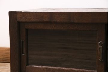 アンティーク家具　大正昭和初期　前面栗材　レトロな雰囲気が魅力のシンプルなローボード(テレビ台、テレビボード、収納棚、戸棚)(R-046971)