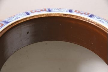 アンティーク雑貨　大正昭和初期　鳳凰・花の図　空間を彩る瀬戸火鉢(鉢カバー)(R-046976)