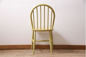 ヴィンテージ家具　イギリスビンテージ　ペイント　スモーキーイエローがお洒落なチェア(ダイニングチェア、椅子)(R-046982)