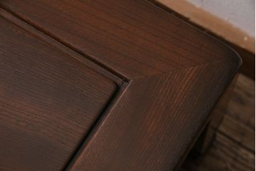 アンティーク家具　昭和初期　総ケヤキ材　脚の彫りが目を引く座卓(ローテーブル)(R-046985)