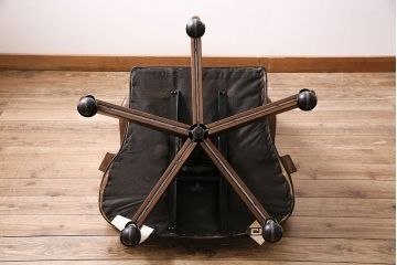 中古　DREXEL HERITAGE(ドレクセルヘリテイジ)　大人の空間作りに!ブラックレザーが高級感を醸し出すキャスター付きアームチェア(回転チェア、椅子、本革)(R-046989)