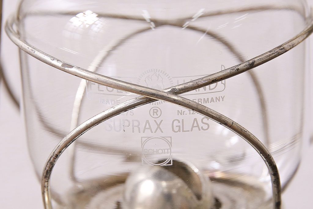 ヴィンテージ　西ドイツ製　FEUER HAND(フュアーハンド)　平芯・4分芯　ジャンクな雰囲気が格好いい吊り下げ式オイルランタン(テーブルランプ、ランプ、ビンテージ)(R-046992)