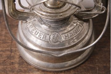 ヴィンテージ　西ドイツ製　FEUER HAND(フュアーハンド)　平芯・4分芯　ジャンクな雰囲気が格好いい吊り下げ式オイルランタン(テーブルランプ、ランプ、ビンテージ)(R-046992)