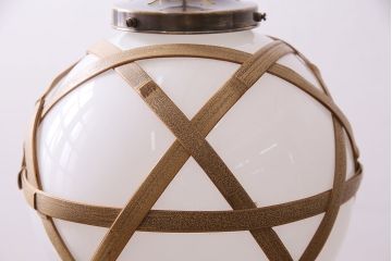 アンティーク照明　和の雰囲気を引き立てる竹巻きデザインの天井照明(ペンダントライト、吊り下げ照明)(R-046994)