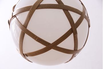 アンティーク照明　和の雰囲気を引き立てる竹巻きデザインの天井照明(ペンダントライト、吊り下げ照明)(R-046994)