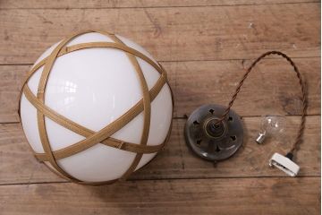 アンティーク照明　和の雰囲気を引き立てる竹巻きデザインの天井照明(ペンダントライト、吊り下げ照明)(R-046994)