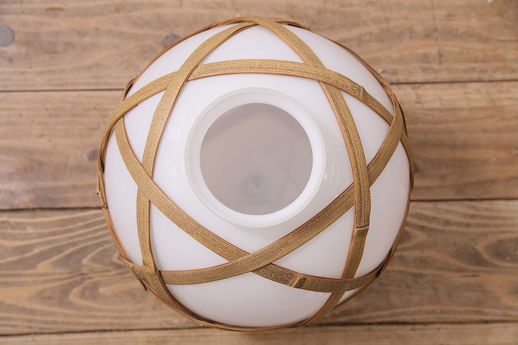 アンティーク照明　和の雰囲気を引き立てる竹巻きデザインの天井照明(ペンダントライト、吊り下げ照明)(R-046994)