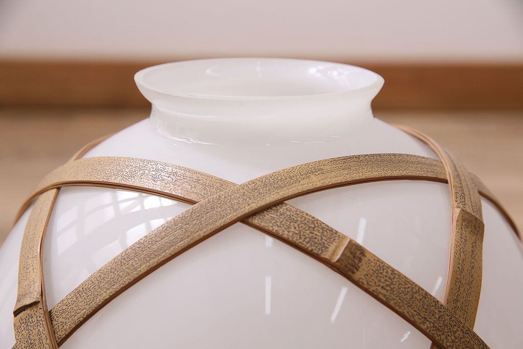 アンティーク照明　和の雰囲気を引き立てる竹巻きデザインの天井照明(ペンダントライト、吊り下げ照明)(R-046994)