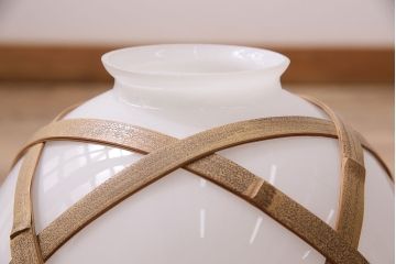 アンティーク照明　和の雰囲気を引き立てる竹巻きデザインの天井照明(ペンダントライト、吊り下げ照明)(R-046994)