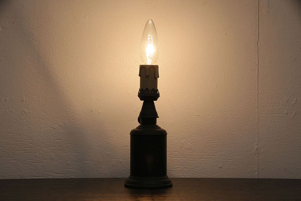 アンティーク照明　壁掛けでも使えるキャンドル型のスタンドライト(テーブルランプ、卓上照明)(R-046996)