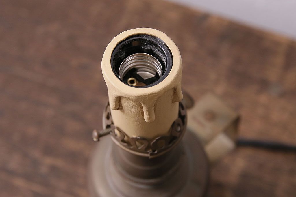 アンティーク照明　壁掛けでも使えるキャンドル型のスタンドライト(テーブルランプ、卓上照明)(R-046996)