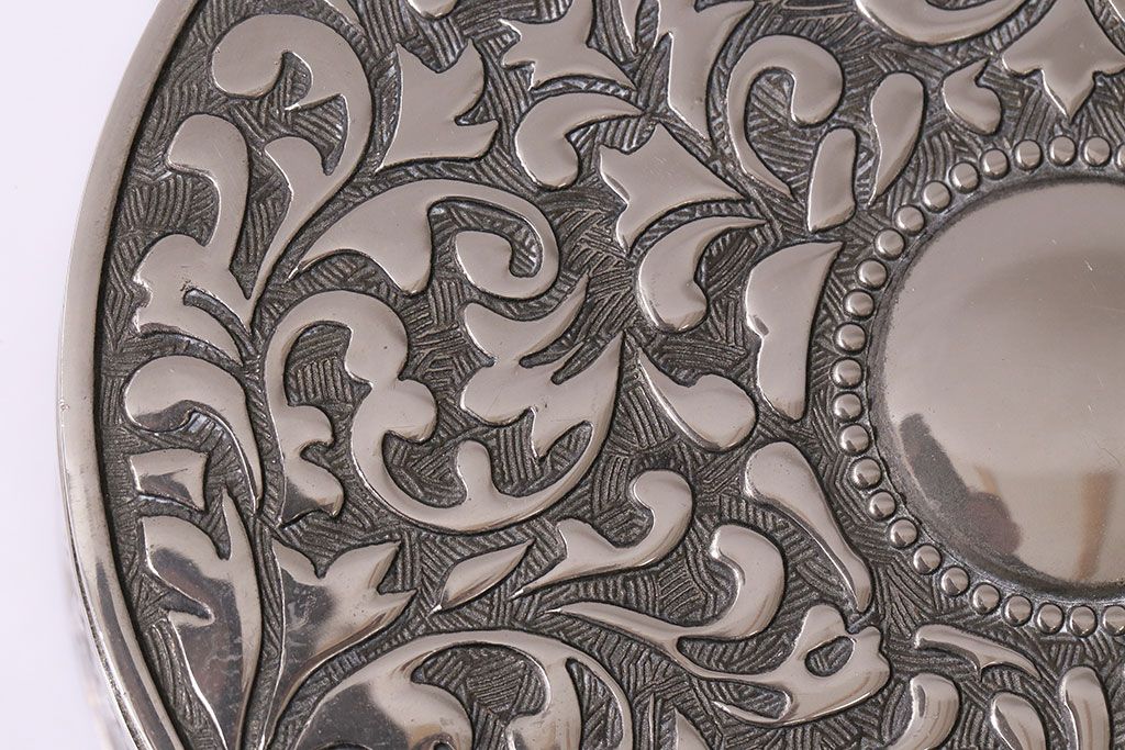 ビンテージ　シルバープレート　メタル　ジュエリーボックス(小物入れ、アクセサリーケース、ヴィンテージ)(R-047004)