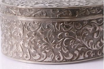 ビンテージ　シルバープレート　メタル　ジュエリーボックス(小物入れ、アクセサリーケース、ヴィンテージ)(R-047004)