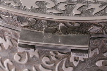 ビンテージ　シルバープレート　メタル　ジュエリーボックス(小物入れ、アクセサリーケース、ヴィンテージ)(R-047004)