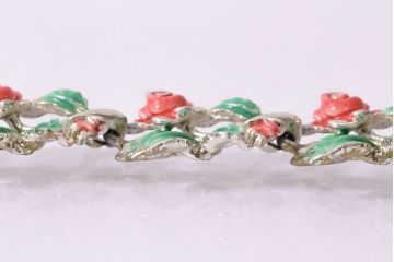 ヴィンテージアクセサリー　Exquisite　of　Solifull　薔薇飾り　ネックレス(ROSE、バラ、メタル、エナメル、ビンテージ)(R-047005)