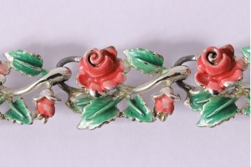 ヴィンテージアクセサリー　Exquisite　of　Solifull　薔薇飾り　ネックレス(ROSE、バラ、メタル、エナメル、ビンテージ)(R-047005)