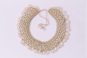 ヴィンテージアクセサリー　イギリス　付け襟ネックレス(パール、レース、ビンテージ)(R-047007)