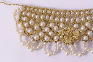 ヴィンテージアクセサリー　イギリス　付け襟ネックレス(パール、レース、ビンテージ)(R-047007)