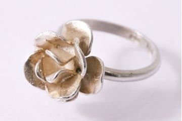 ヴィンテージアクセサリー　アメリカ　薔薇飾り　シルバー　リング(指輪、バラ、ROSE、ビンテージ)(R-047010)