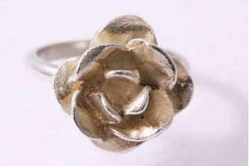 ヴィンテージアクセサリー　アメリカ　薔薇飾り　シルバー　リング(指輪、バラ、ROSE、ビンテージ)(R-047010)