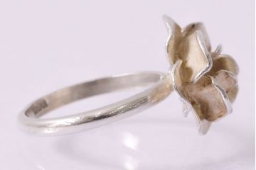 ヴィンテージアクセサリー　アメリカ　薔薇飾り　シルバー　リング(指輪、バラ、ROSE、ビンテージ)(R-047010)