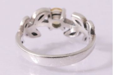 ヴィンテージアクセサリー　イギリス　シルバー925　イエローストーン　リーフモチーフ　リング(指輪、ビンテージ)(R-047012)