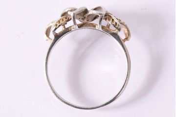 ヴィンテージアクセサリー　イギリス　シルバー925　キュービックジルコニア　花飾り　リング(指輪、ビンテージ)(R-047013)