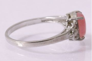 ヴィンテージアクセサリー　イギリス　シルバー925　ピンクストーン　リング(指輪、リング、ビンテージ)(R-047014)
