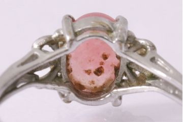 ヴィンテージアクセサリー　イギリス　シルバー925　ピンクストーン　リング(指輪、リング、ビンテージ)(R-047014)