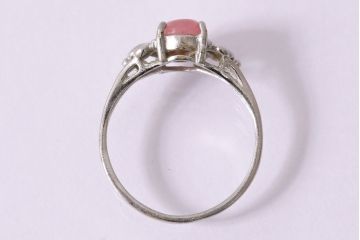 ヴィンテージアクセサリー　イギリス　シルバー925　ピンクストーン　リング(指輪、リング、ビンテージ)(R-047014)