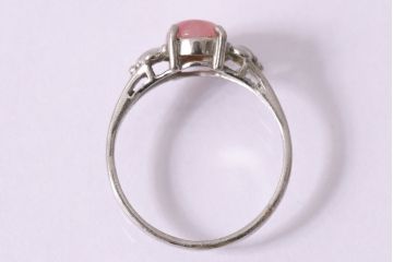 ヴィンテージアクセサリー　イギリス　シルバー925　ピンクストーン　リング(指輪、リング、ビンテージ)(R-047014)