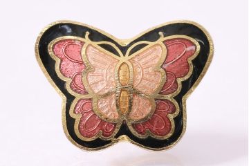 ヴィンテージアクセサリー　アール・ヌーヴォースタイル　エナメル　メタル　蝶モチーフ　ピアス(ビンテージ)(R-047018)