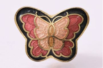 ヴィンテージアクセサリー　アール・ヌーヴォースタイル　エナメル　メタル　蝶モチーフ　ピアス(ビンテージ)(R-047018)