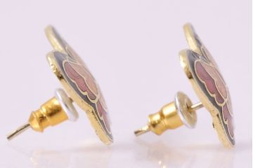 ヴィンテージアクセサリー　アール・ヌーヴォースタイル　エナメル　メタル　蝶モチーフ　ピアス(ビンテージ)(R-047018)