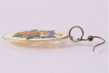 ヴィンテージアクセサリー　メタル　エナメル　花・蝶　ピアス(ビンテージ)(R-047019)