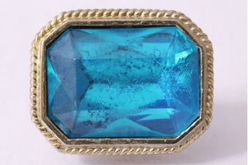 ヴィンテージアクセサリー　メタル　アクアブルーストーン　イヤリング(ビンテージ)(R-047020)