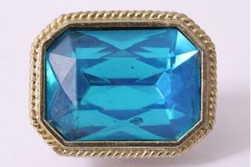 ヴィンテージアクセサリー　メタル　アクアブルーストーン　イヤリング(ビンテージ)(R-047020)