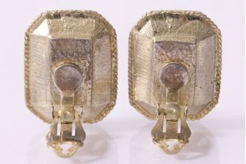 ヴィンテージアクセサリー　メタル　アクアブルーストーン　イヤリング(ビンテージ)(R-047020)
