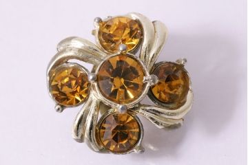 ヴィンテージアクセサリー　メタル　アクリルストーン・イエロー　イヤリング(ビンテージ)(R-047021)