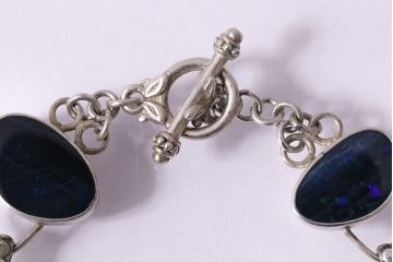 ヴィンテージアクセサリー　ダークブルーオパール　シルバー　ブレスレット(ビンテージ)(R-047023)