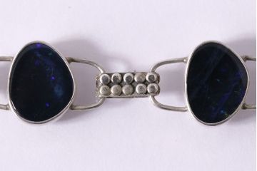 ヴィンテージアクセサリー　ダークブルーオパール　シルバー　ブレスレット(ビンテージ)(R-047023)