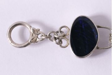 ヴィンテージアクセサリー　ダークブルーオパール　シルバー　ブレスレット(ビンテージ)(R-047023)