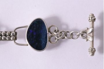 ヴィンテージアクセサリー　ダークブルーオパール　シルバー　ブレスレット(ビンテージ)(R-047023)